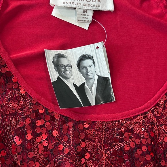 Badgley Mischka American Glamour Red Sequin Blouse Top Vintage Style Size M - Picture 5 of 9